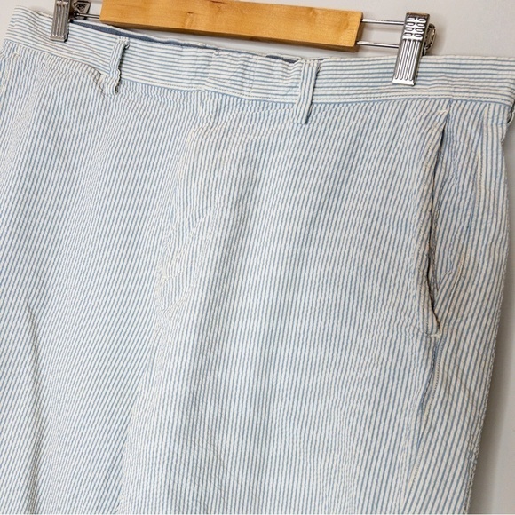 J Crew Club Mens Blue White Stripe Seersucker Shorts Size 34 Nautical Preppy - Picture 3 of 14